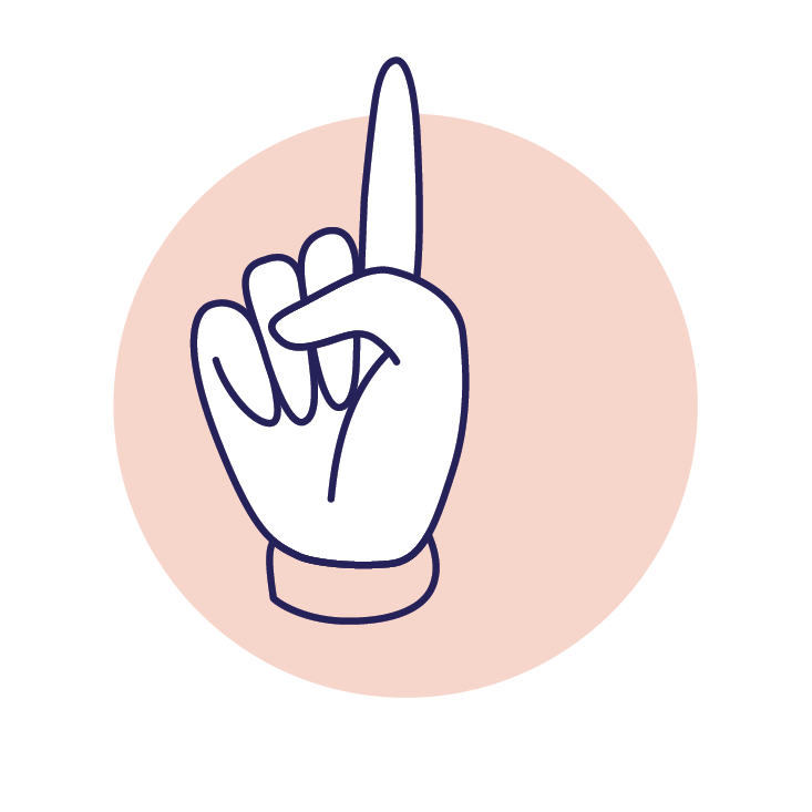 Hand holding up index finger to stop and question
