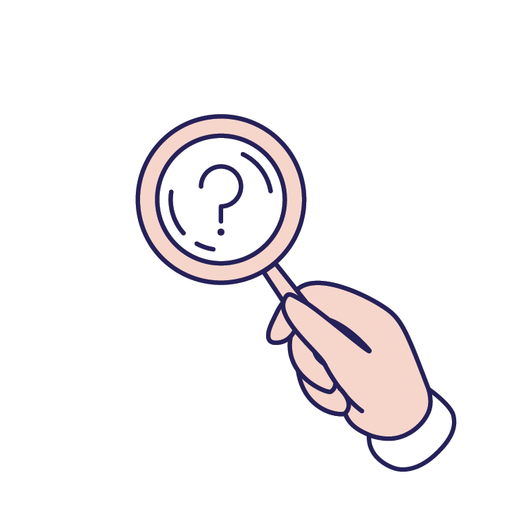 Hand holding magnifying glass with question mark